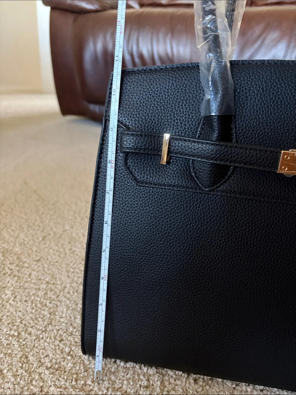 Black satchel bag with wallet